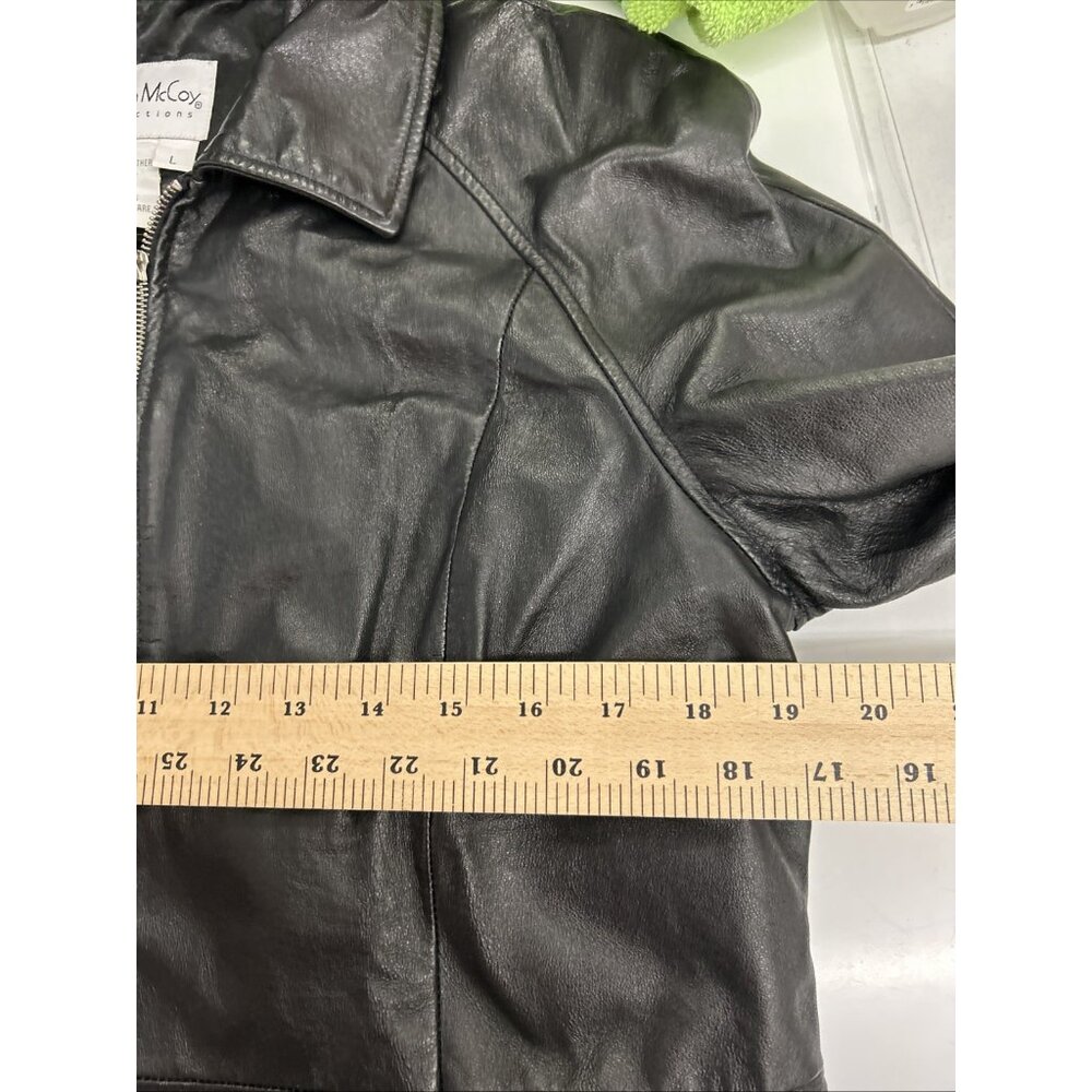 Pamela McCoy Women's Black Leather Jacket Size Large - Picture 4 of 10